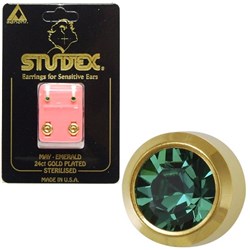 STUDEX Birthstone studs - mini bezel gold - may / emerald